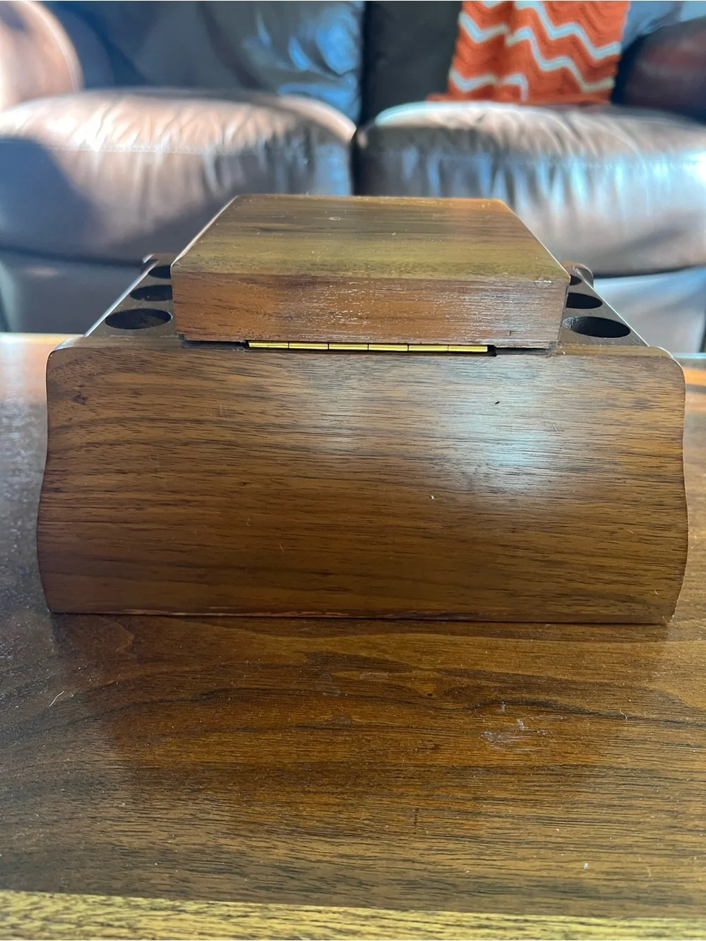 Vintage Fairfax Classic Wood 6-Pipe Holder/Display with Humidor Box